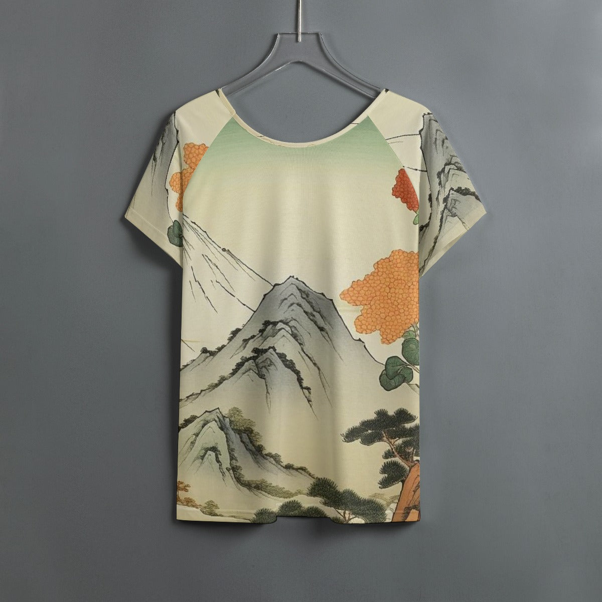 All-Over Print Women's Round Neck T-shirt With Raglan Sleeve
