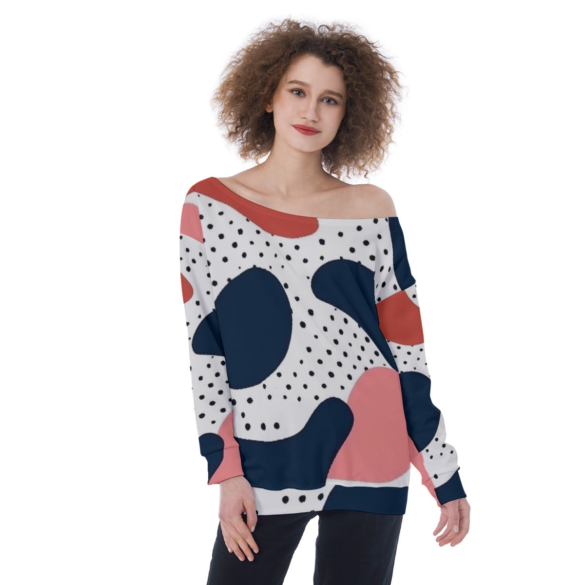All-Over Print Oversized Women's Off-Shoulder Sweatshirt