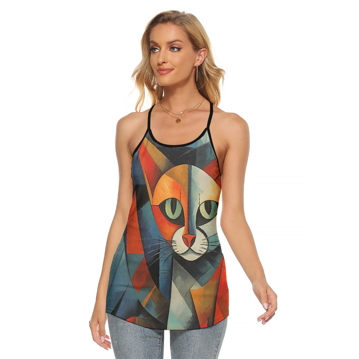All-Over Print Women's Criss-Cross Open Back Tank Top