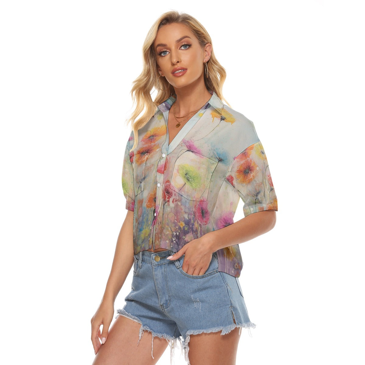 All-Over Print Women's V-neck Shirts