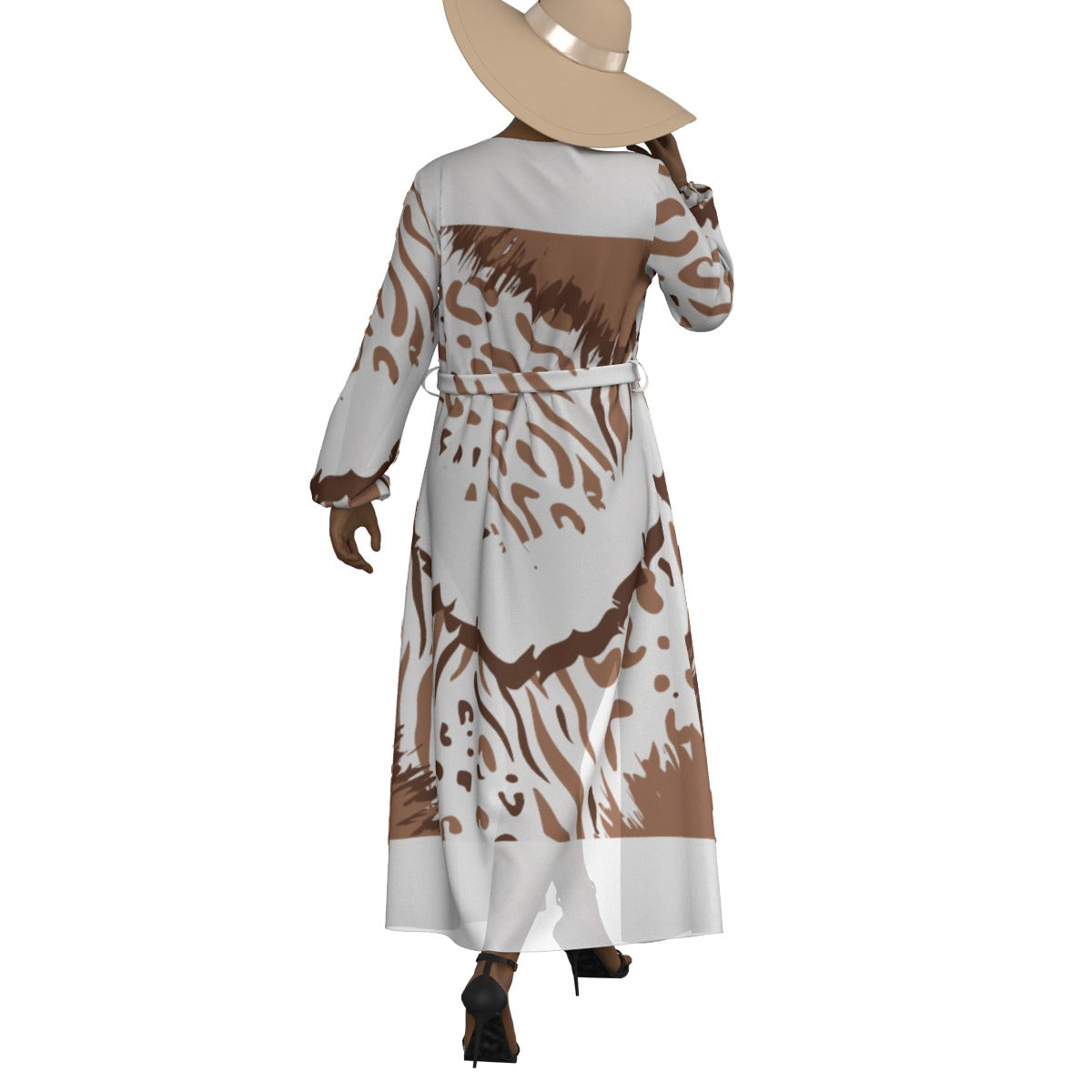 All-Over Print Women's Lace-up Chiffon Robe