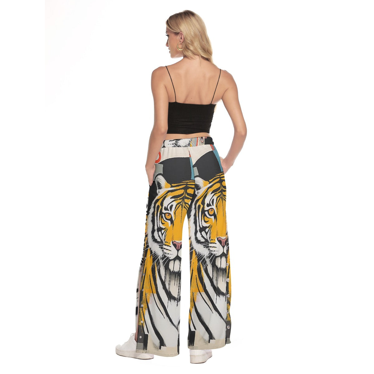 All-Over Print Women's Side Slit Snap Button Trousers