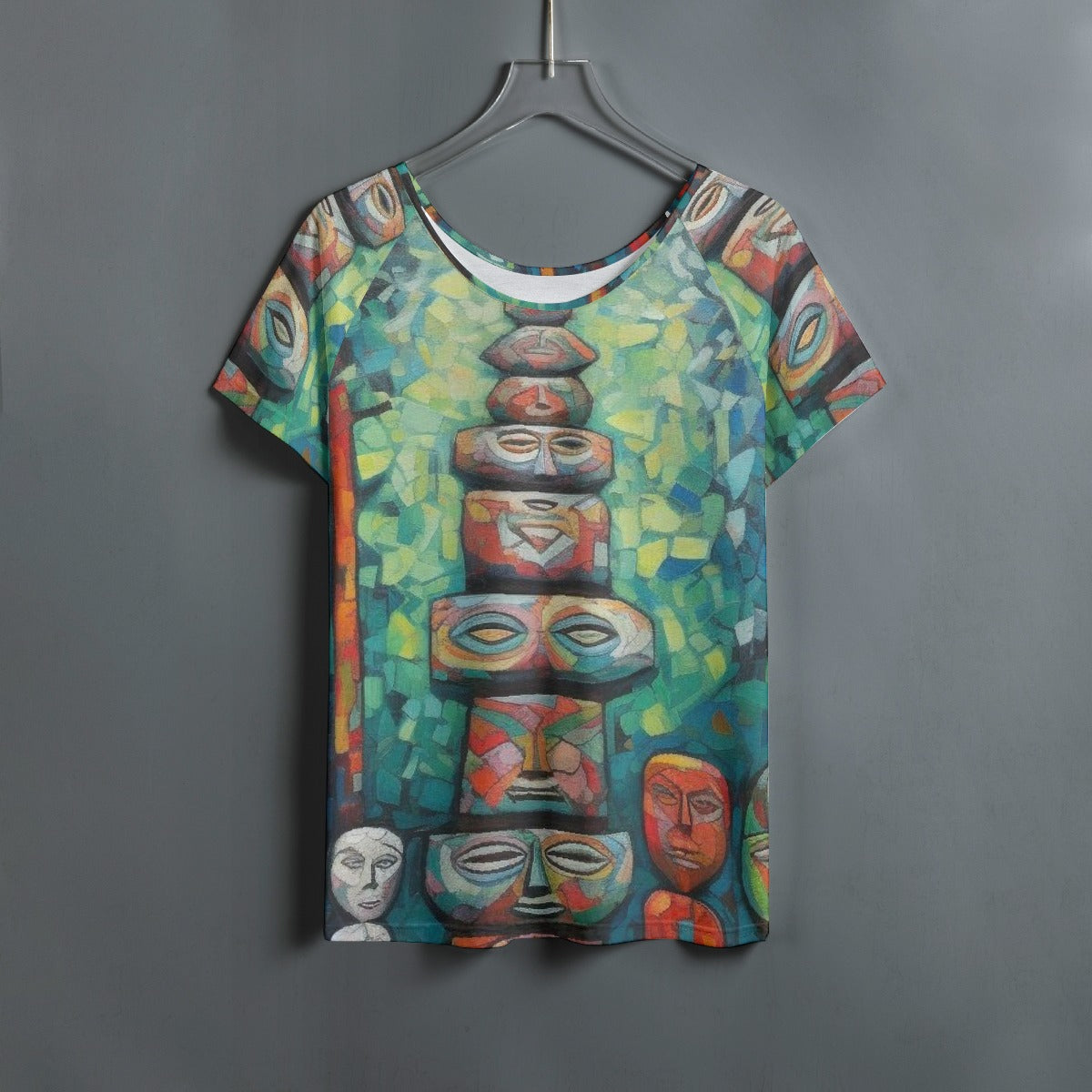 All-Over Print Women's Round Neck T-shirt With Raglan Sleeve