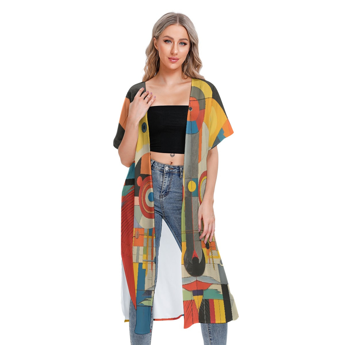 All-Over Print Women's Short Sleeve Cardigan
