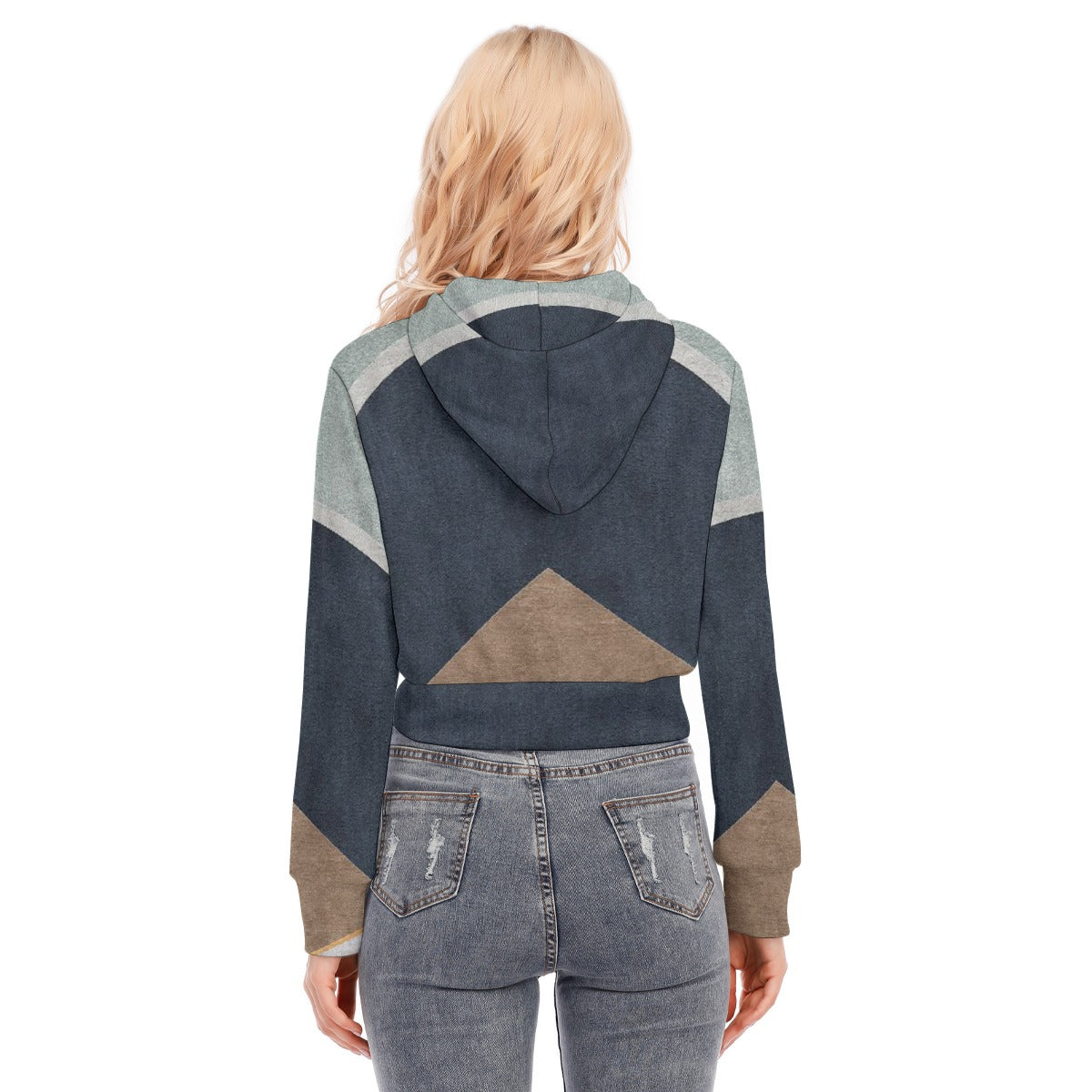 All-Over Print Women's Crop Top Hoodie With Zipper Closure