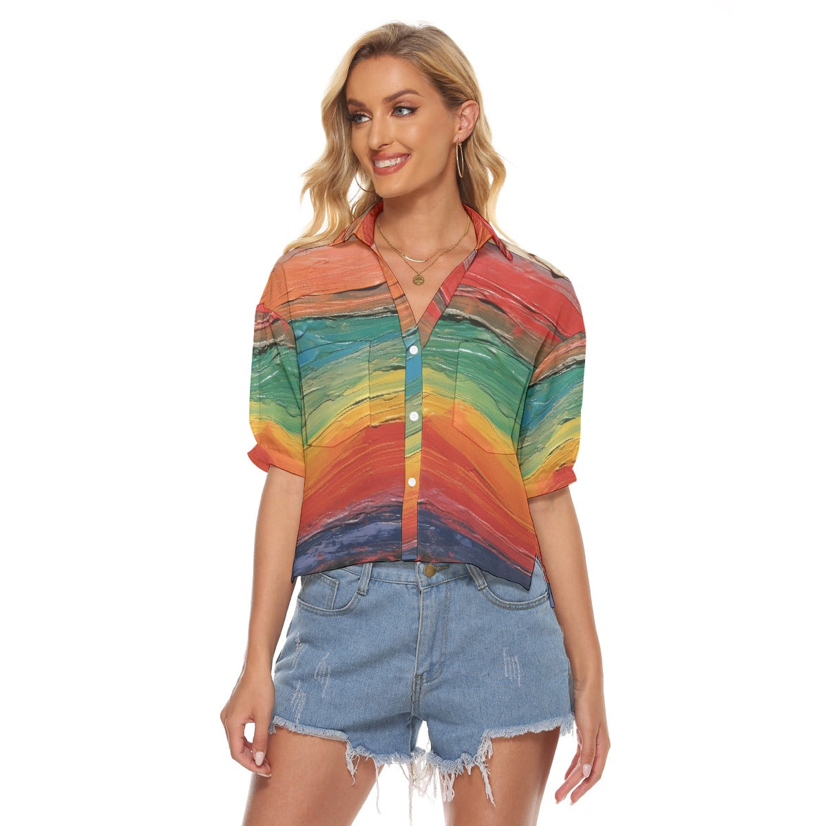 All-Over Print Women's V-neck Shirts