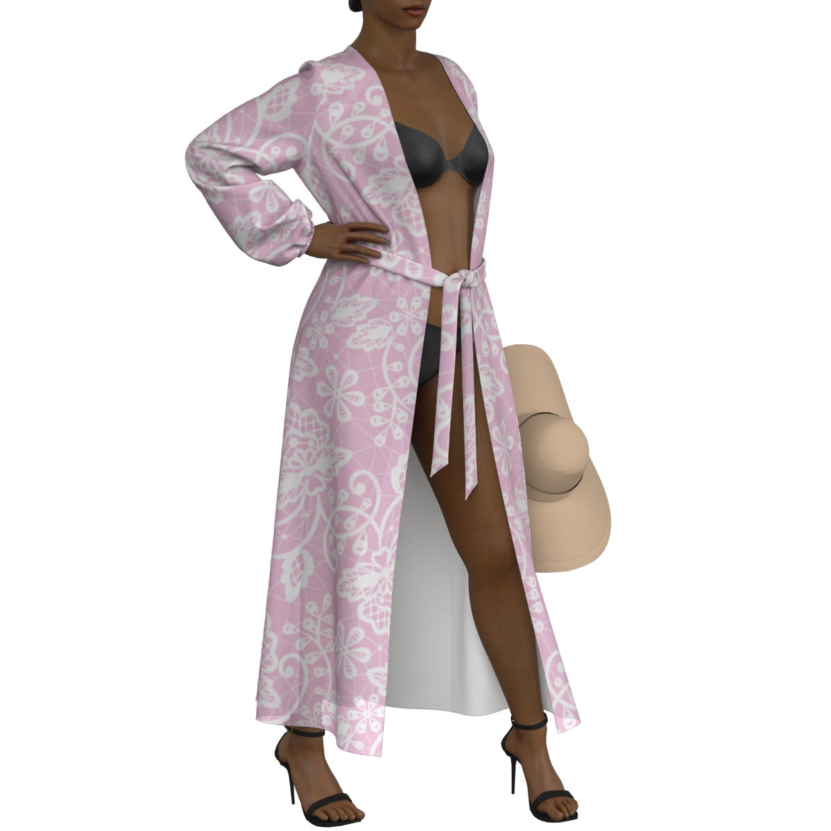 All-Over Print Women's Lace-up Chiffon Robe