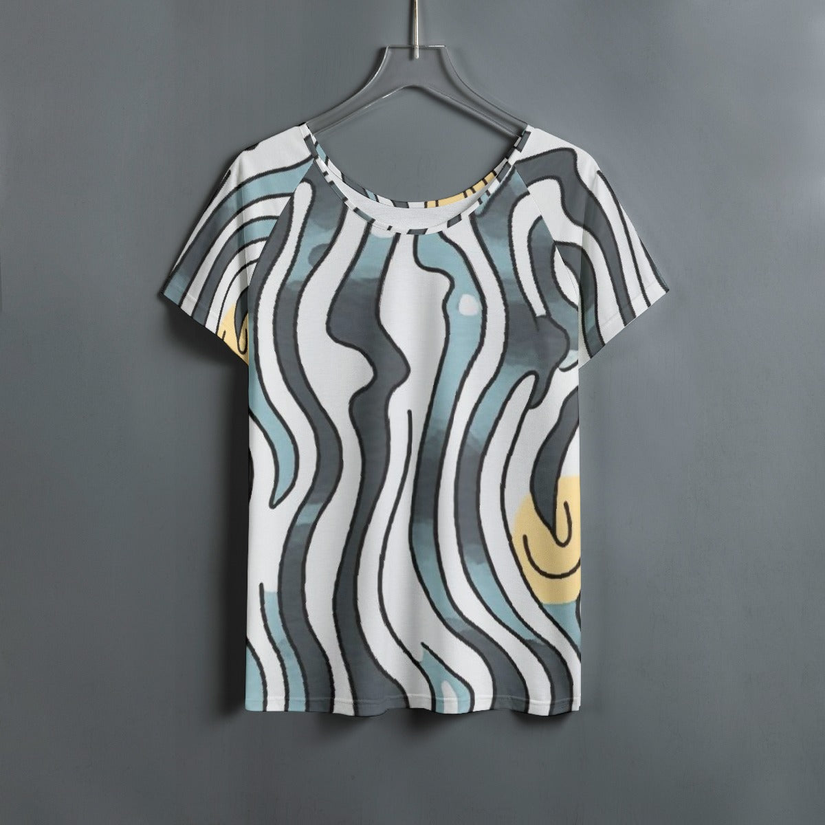 All-Over Print Women's Round Neck T-shirt With Raglan Sleeve