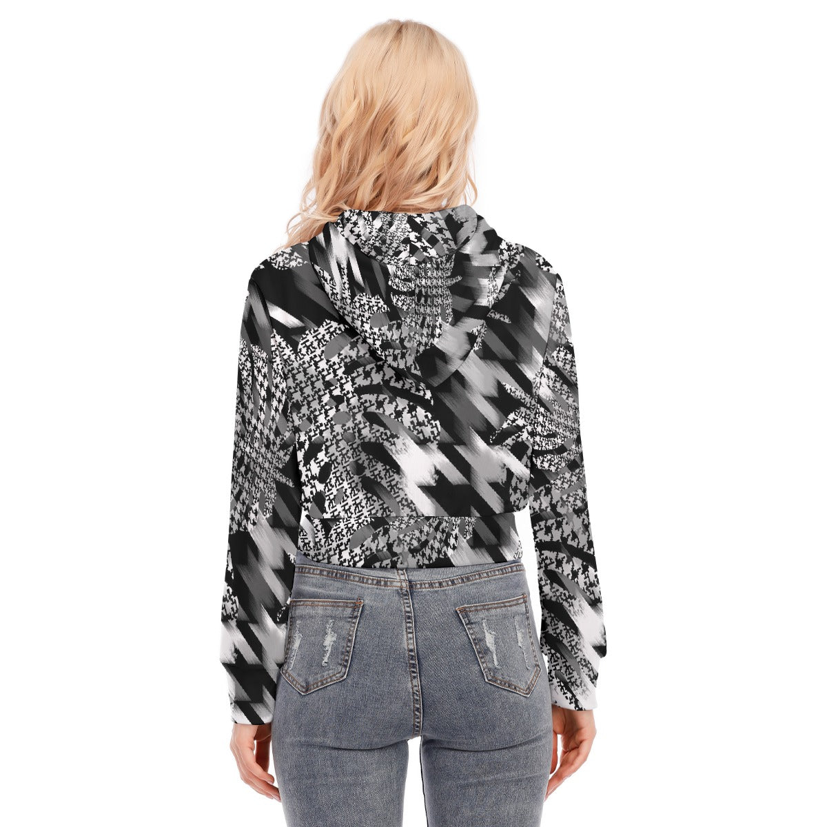 All-Over Print Women's Crop Top Hoodie With Zipper Closure