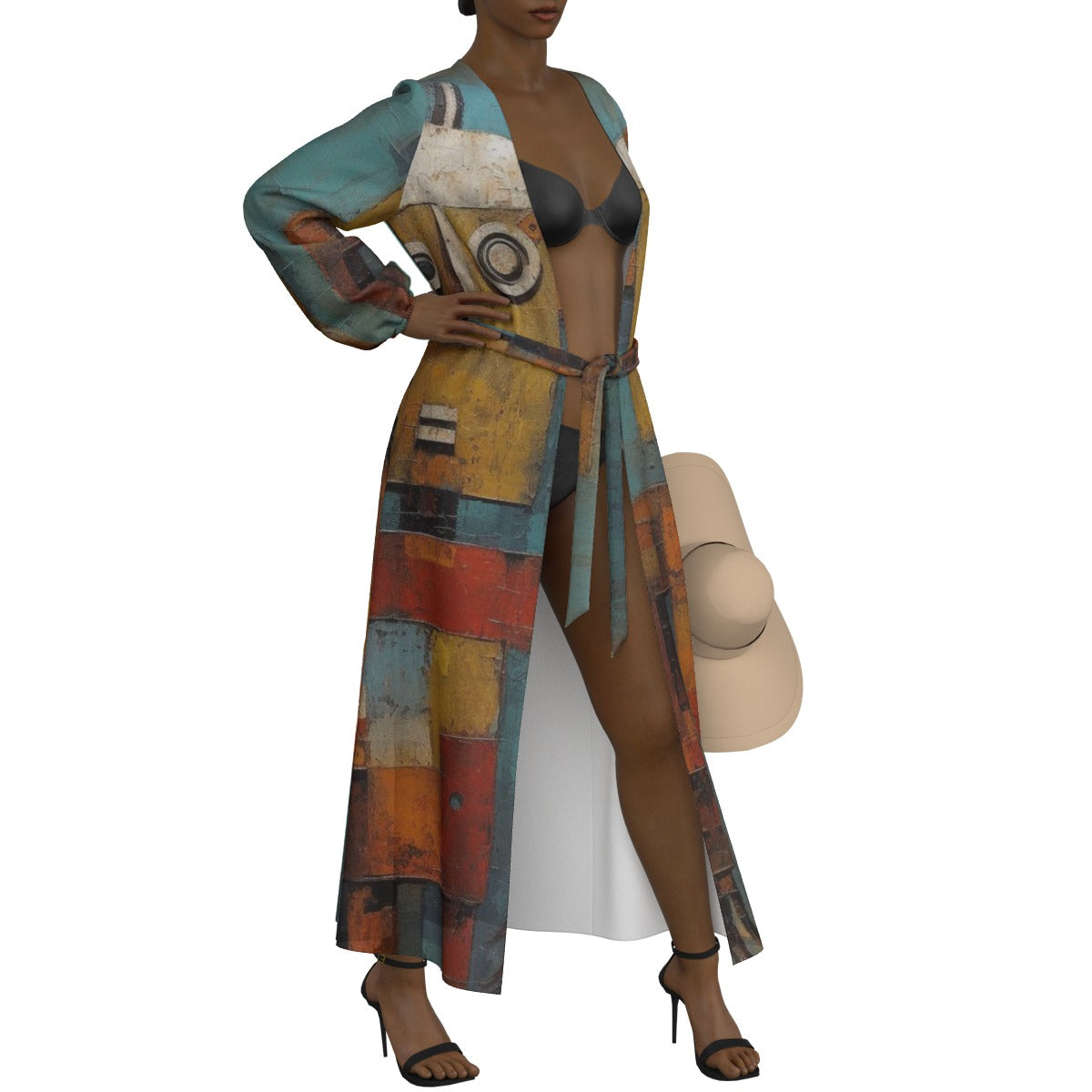 All-Over Print Women's Lace-up Chiffon Robe