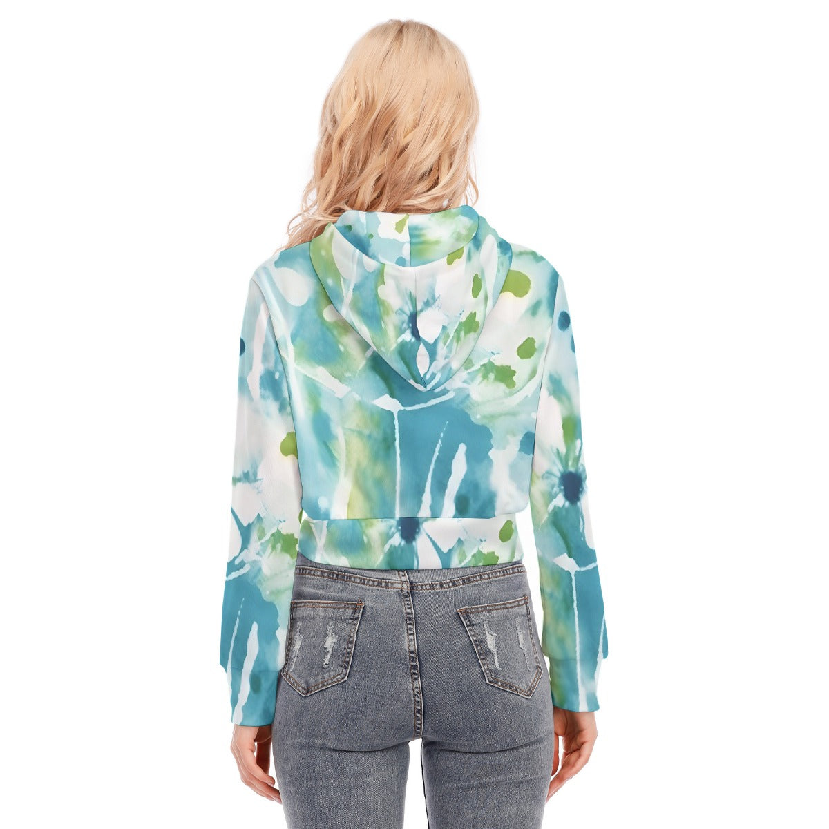 All-Over Print Women's Crop Top Hoodie With Zipper Closure