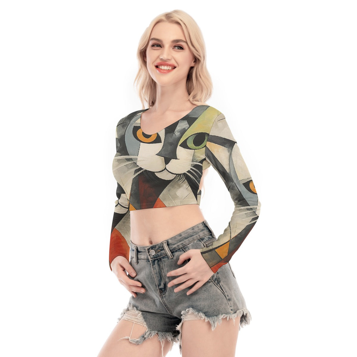 All-Over Print Women's Back Hollow T-shirt With Strap