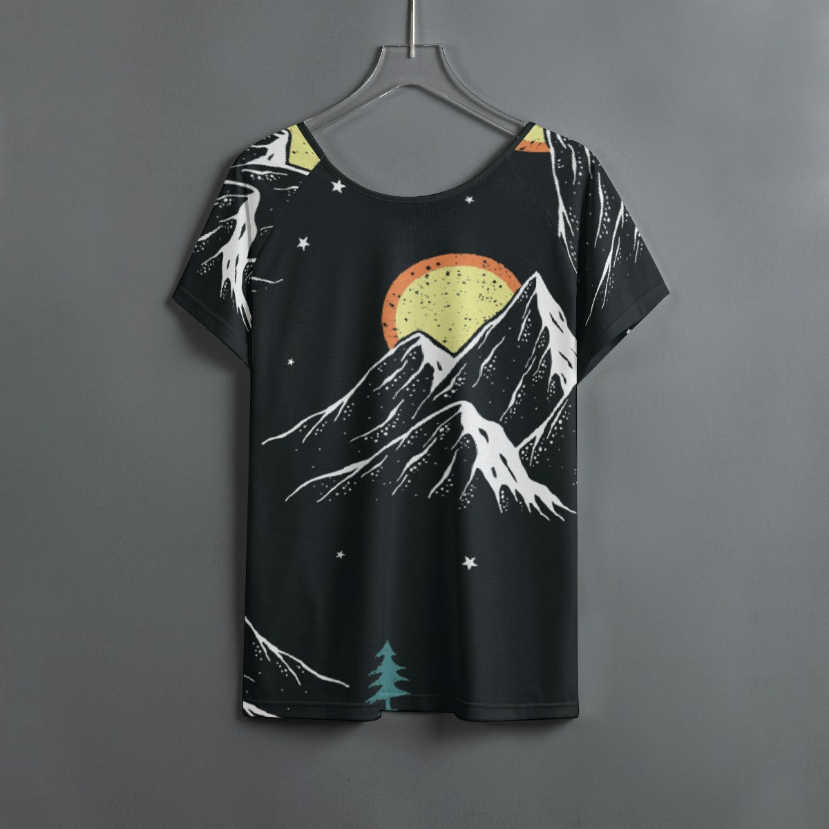 All-Over Print Women's Round Neck T-shirt With Raglan Sleeve