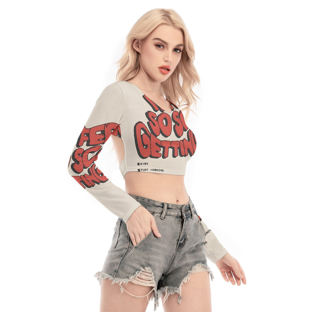 All-Over Print Women's Back Hollow T-shirt With Strap