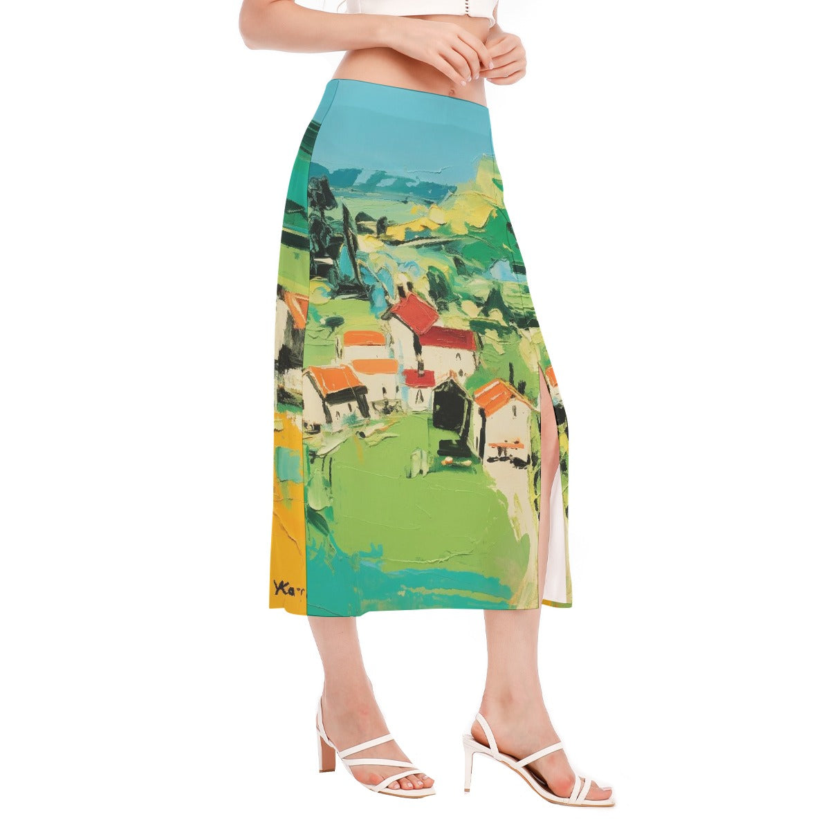 All-Over Print Women's High Slit Long Skirt
