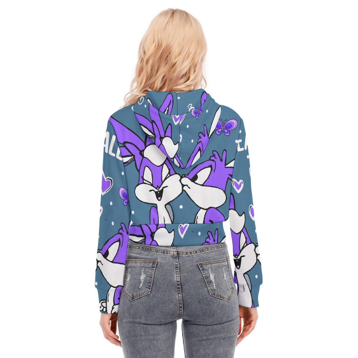 All-Over Print Women's Crop Top Hoodie With Zipper Closure