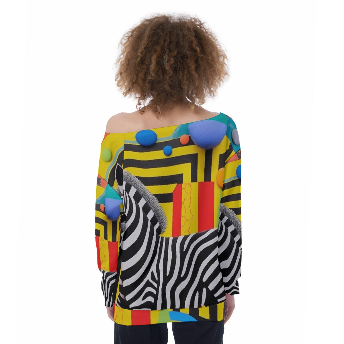 All-Over Print Oversized Women's Off-Shoulder Sweatshirt