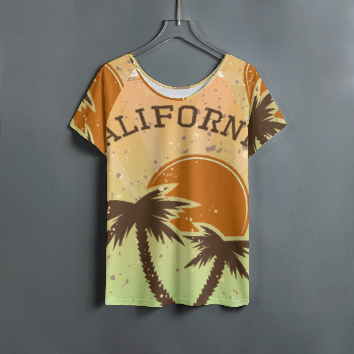 All-Over Print Women's Round Neck T-shirt With Raglan Sleeve