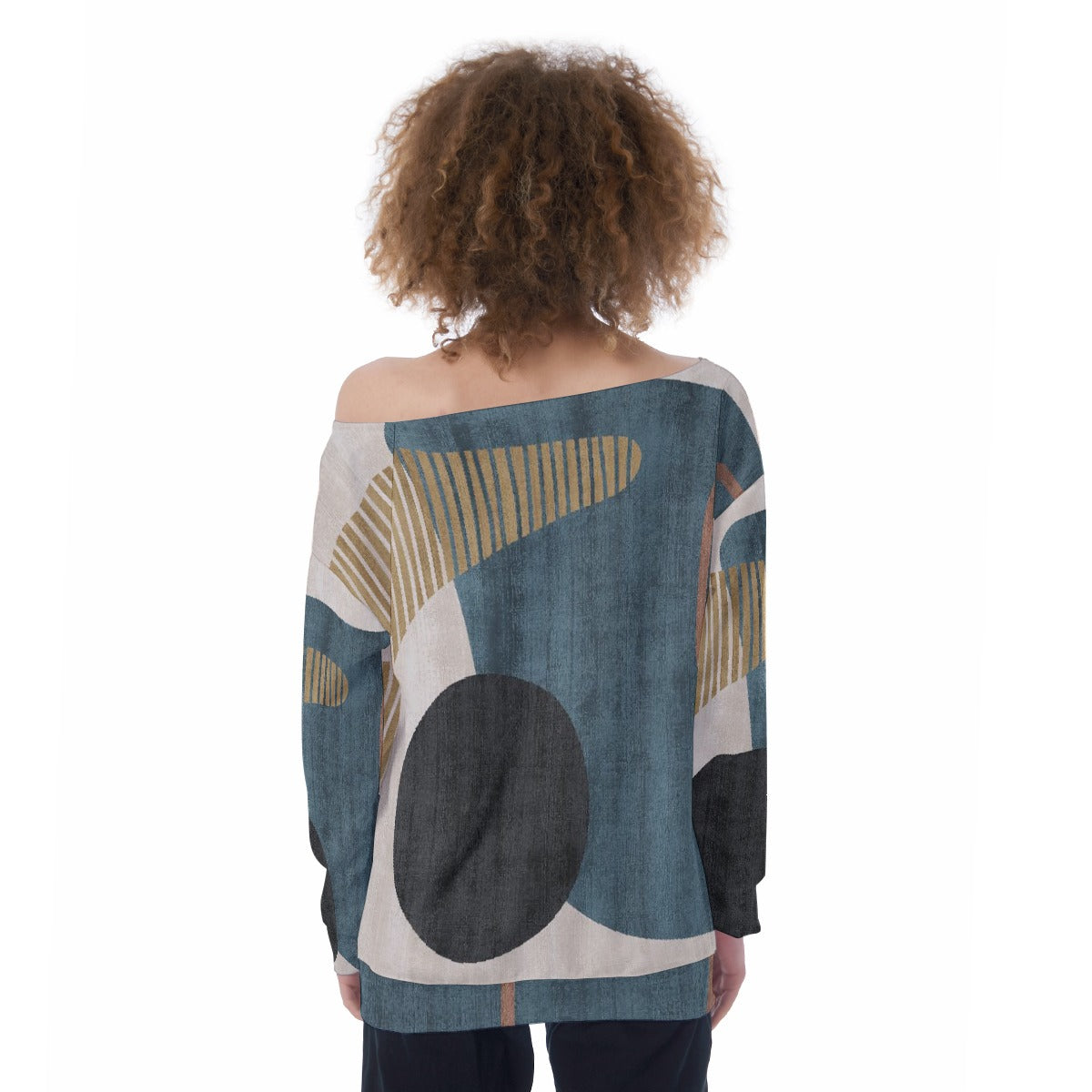 All-Over Print Oversized Women's Off-Shoulder Sweatshirt