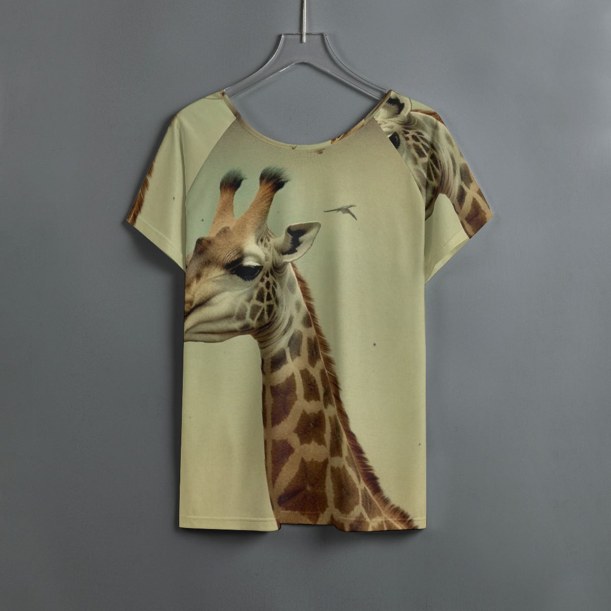 All-Over Print Women's Round Neck T-shirt With Raglan Sleeve