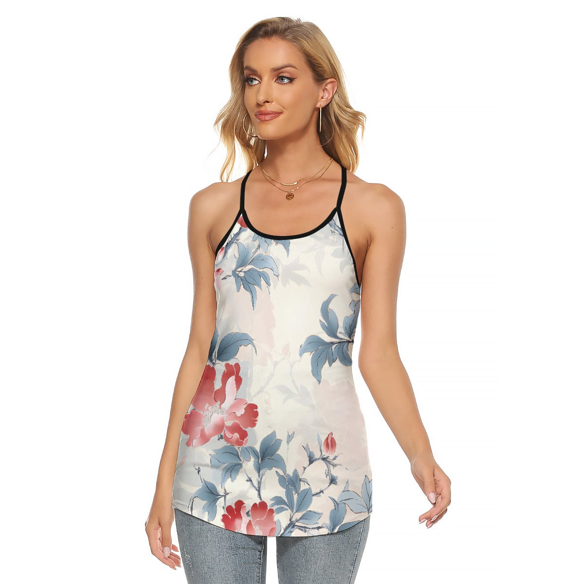 All-Over Print Women's Criss-Cross Open Back Tank Top