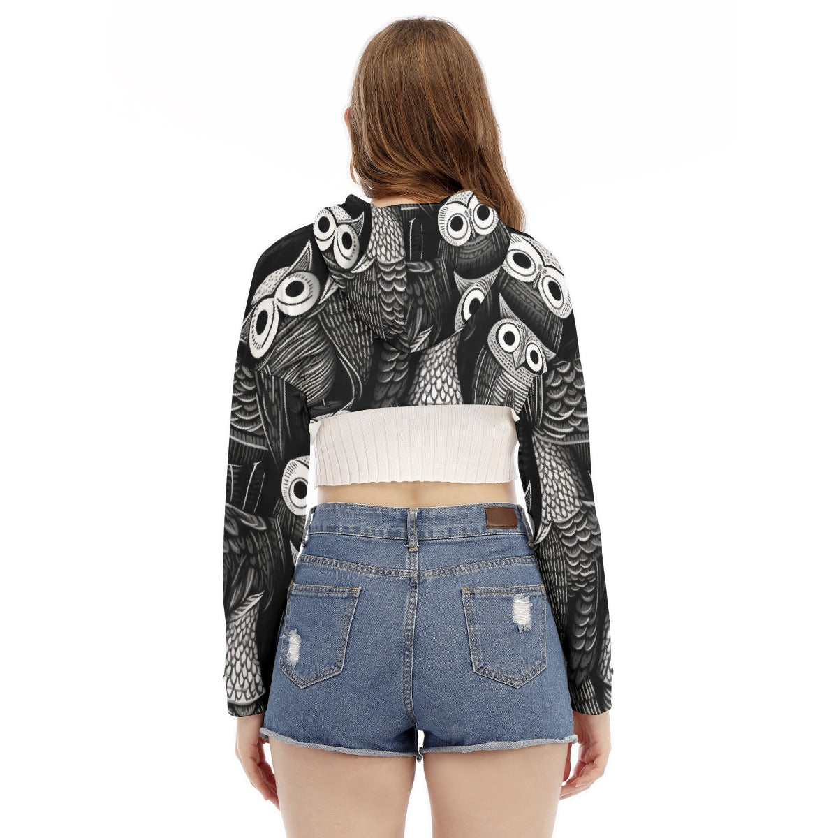 All-Over Print Women's Smock Short Hoodie With Long Sleeve