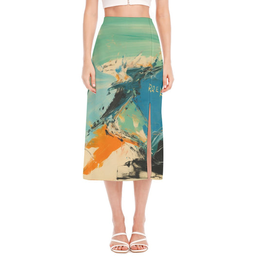 All-Over Print Women's High Slit Long Skirt