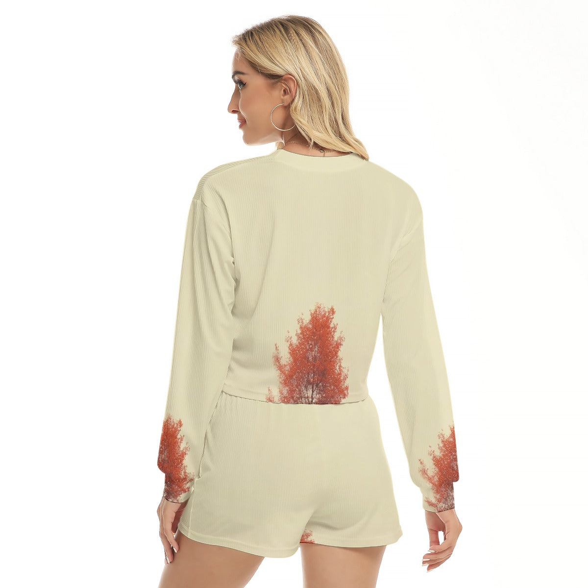 All-Over Print Women's Short Sweatshirt And Pants Suit