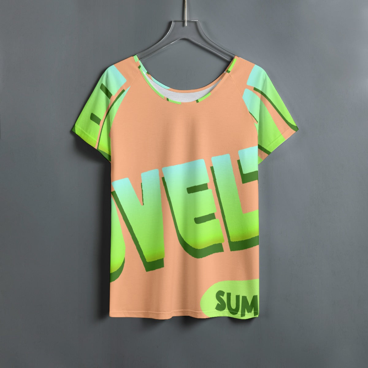 All-Over Print Women's Round Neck T-shirt With Raglan Sleeve