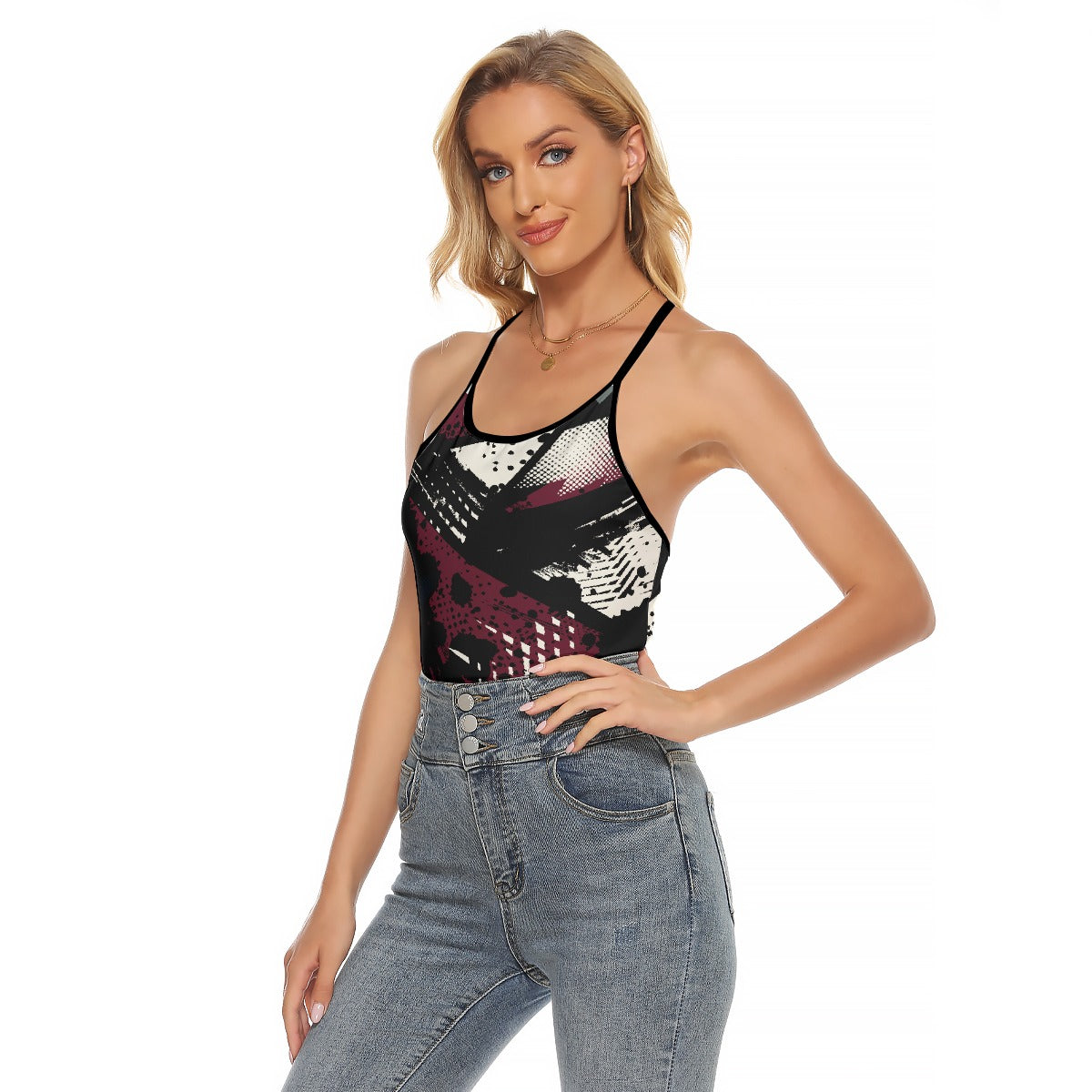 All-Over Print Women's Criss-Cross Open Back Tank Top