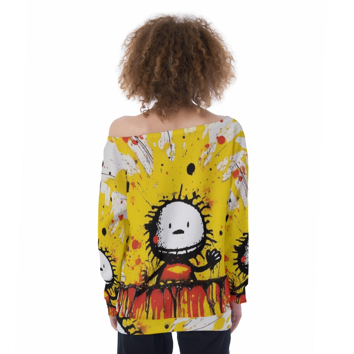 All-Over Print Oversized Women's Off-Shoulder Sweatshirt