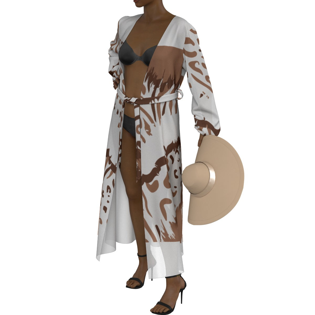 All-Over Print Women's Lace-up Chiffon Robe