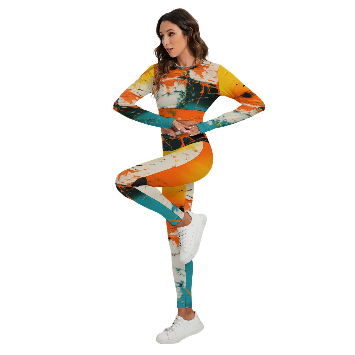 All-Over Print Women's Sport Set With Backless Top And Leggings