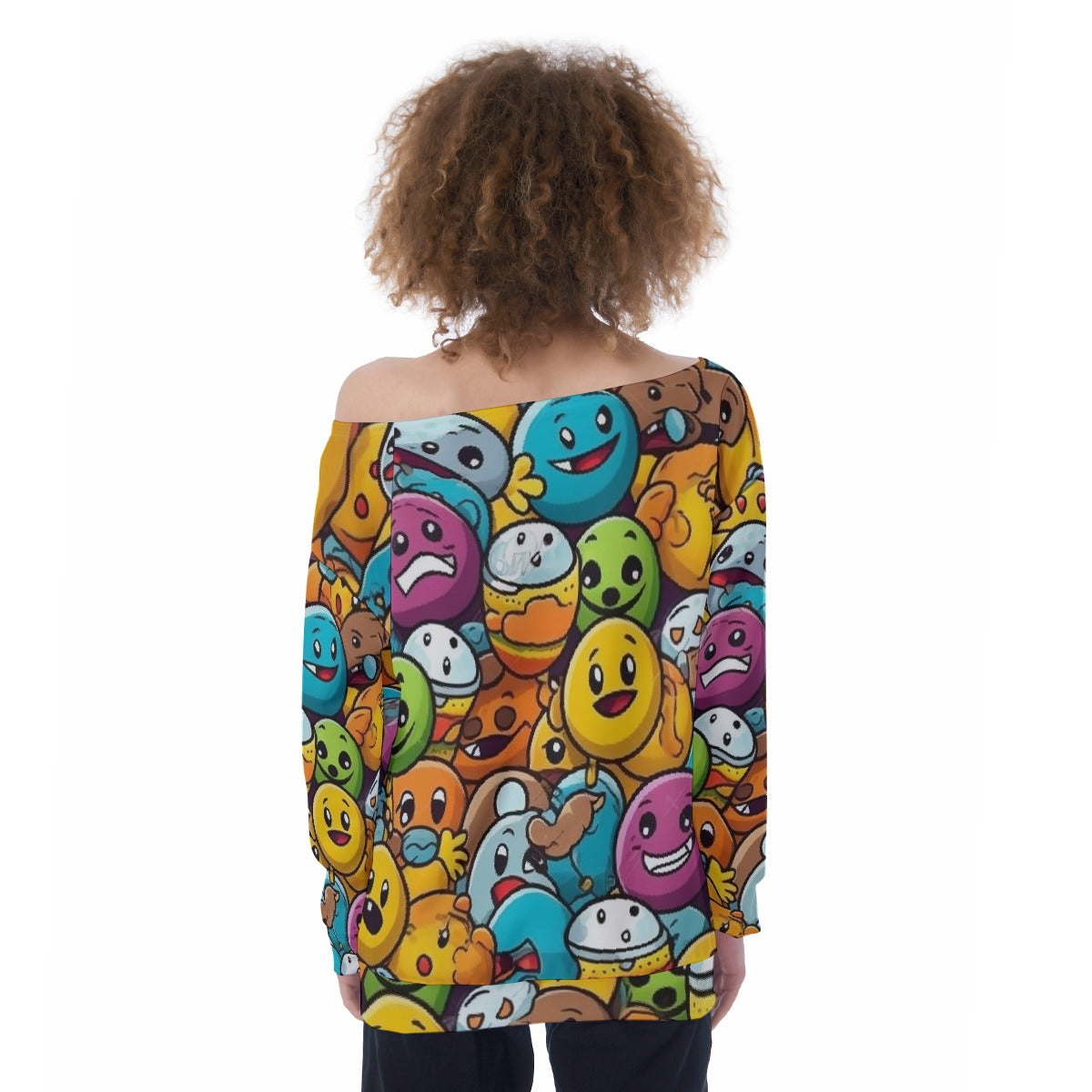 All-Over Print Oversized Women's Off-Shoulder Sweatshirt