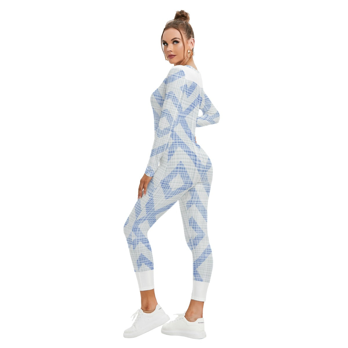 All-Over Print Women's Plunging Neck Jumpsuit