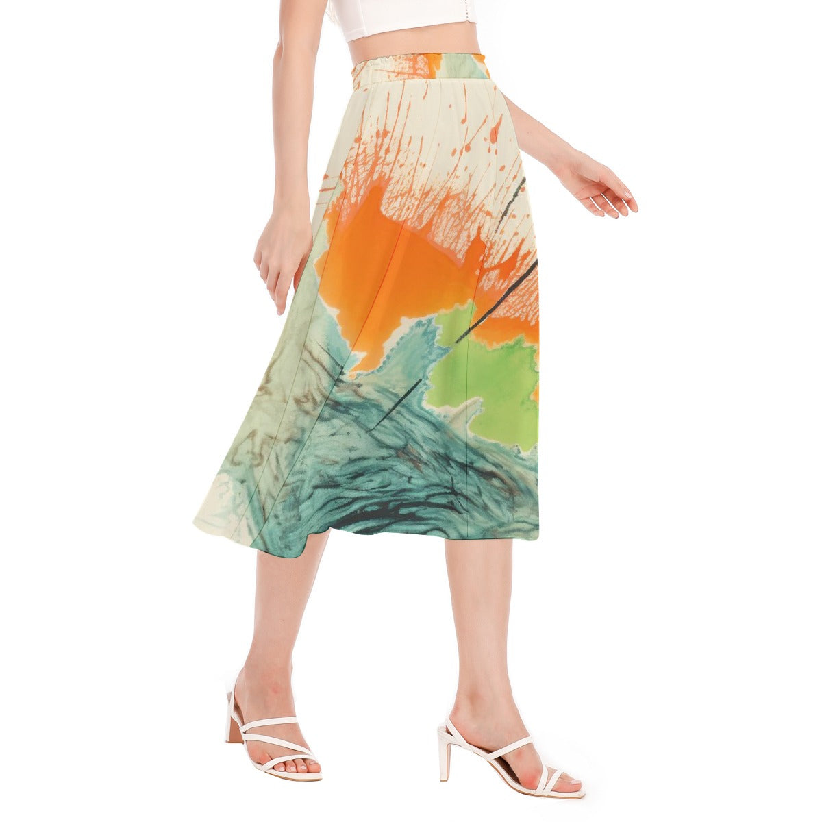 All-Over Print Women's Long Section Chiffon Skirt