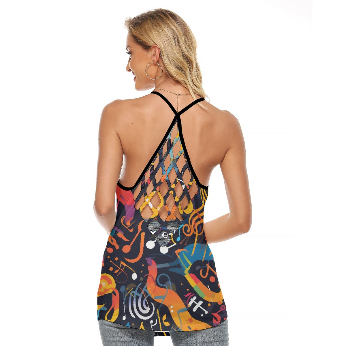 All-Over Print Women's Criss-Cross Open Back Tank Top