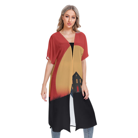 All-Over Print Women's Short Sleeve Cardigan