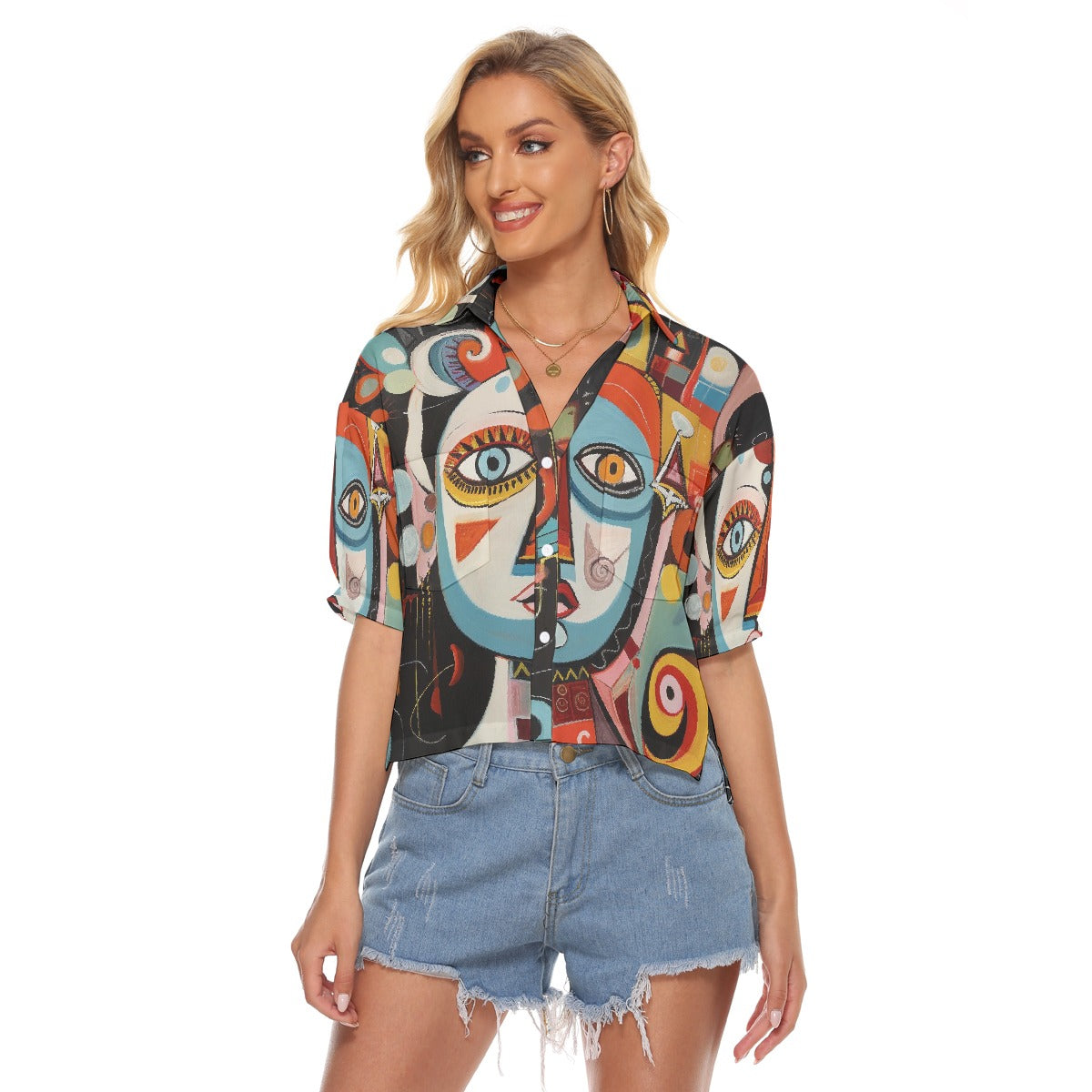 All-Over Print Women's V-neck Shirts