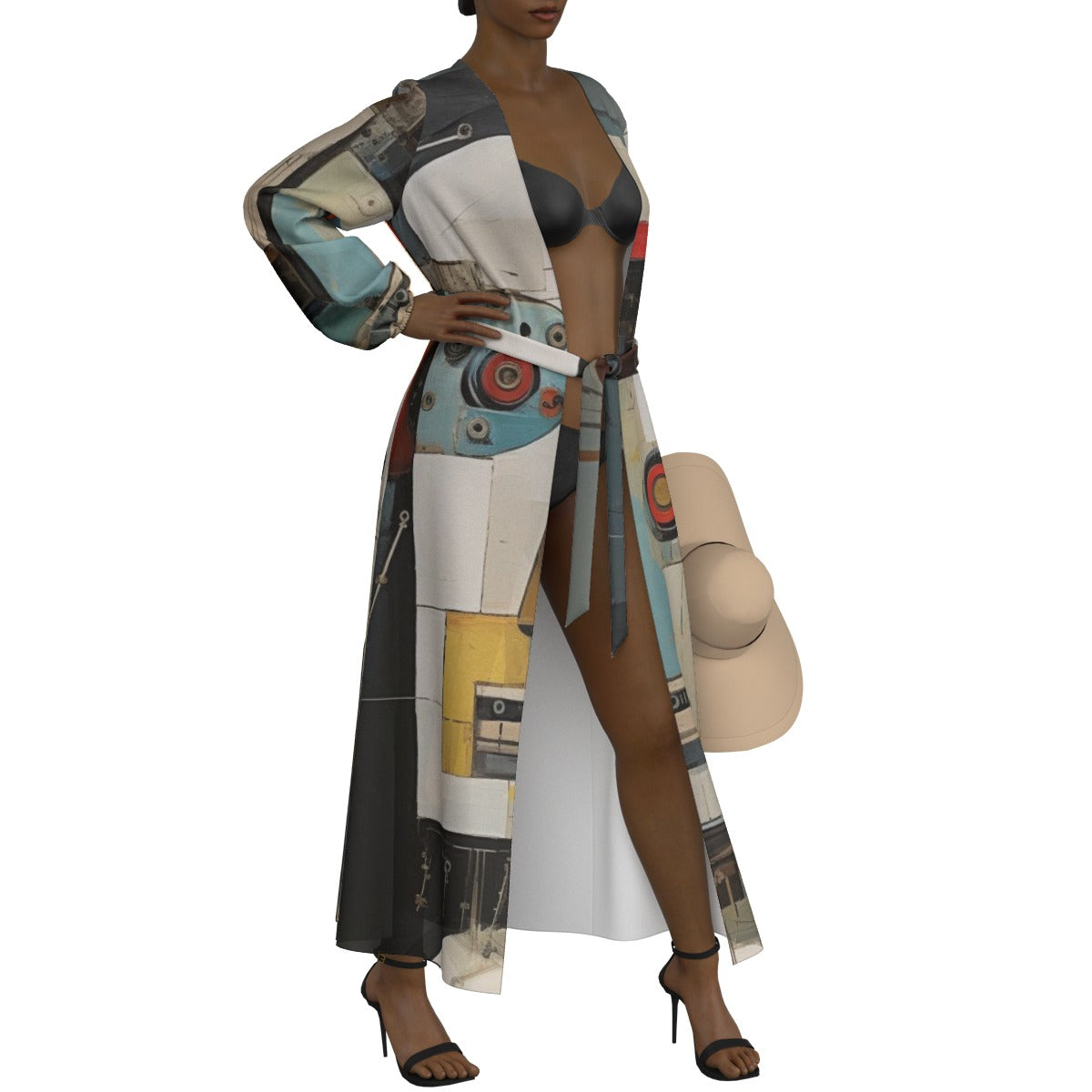 All-Over Print Women's Lace-up Chiffon Robe