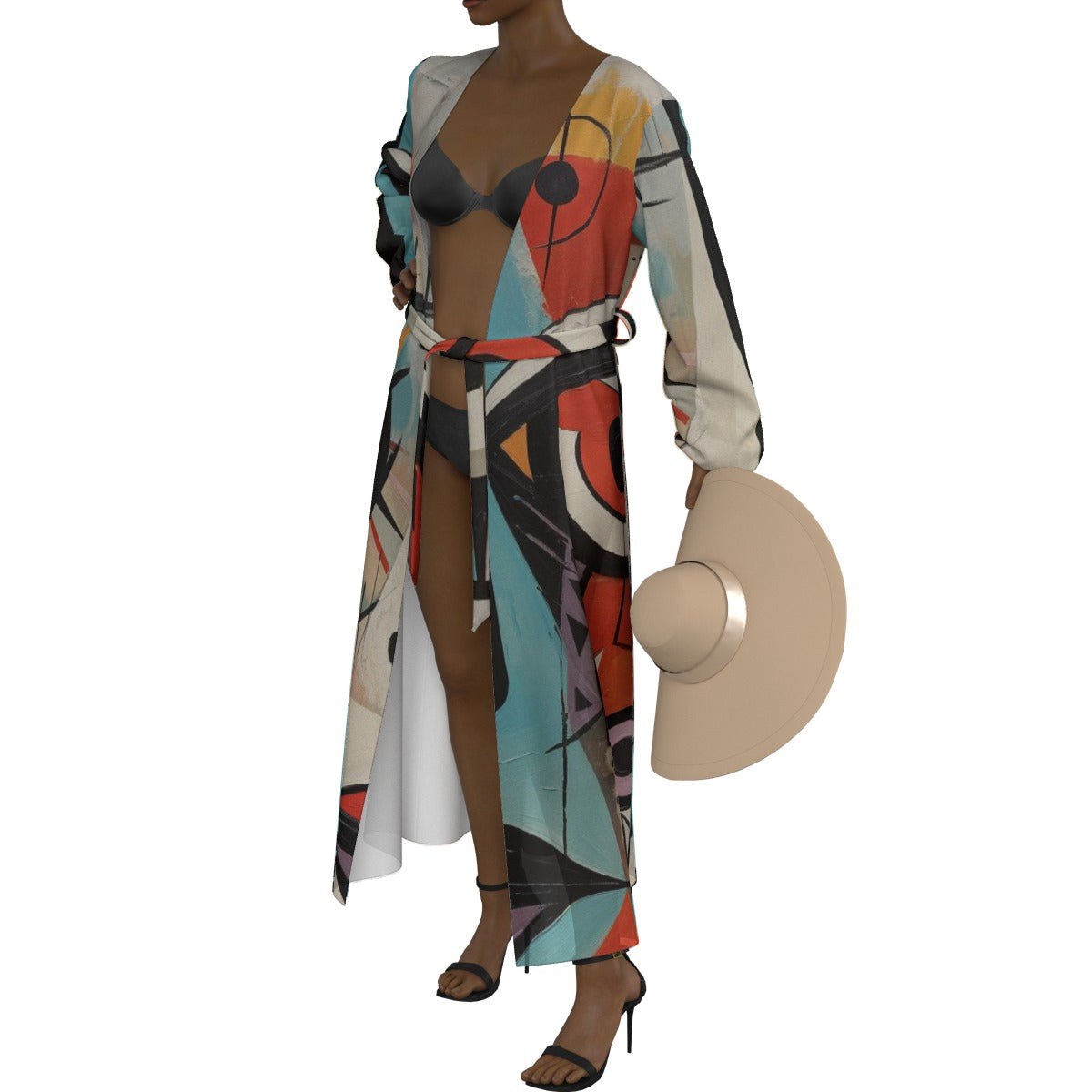 All-Over Print Women's Lace-up Chiffon Robe