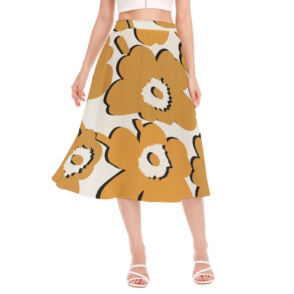 All-Over Print Women's Long Section Chiffon Skirt