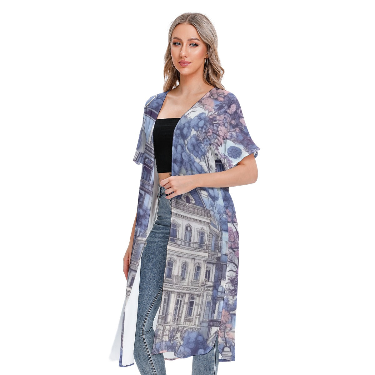 All-Over Print Women's Short Sleeve Cardigan