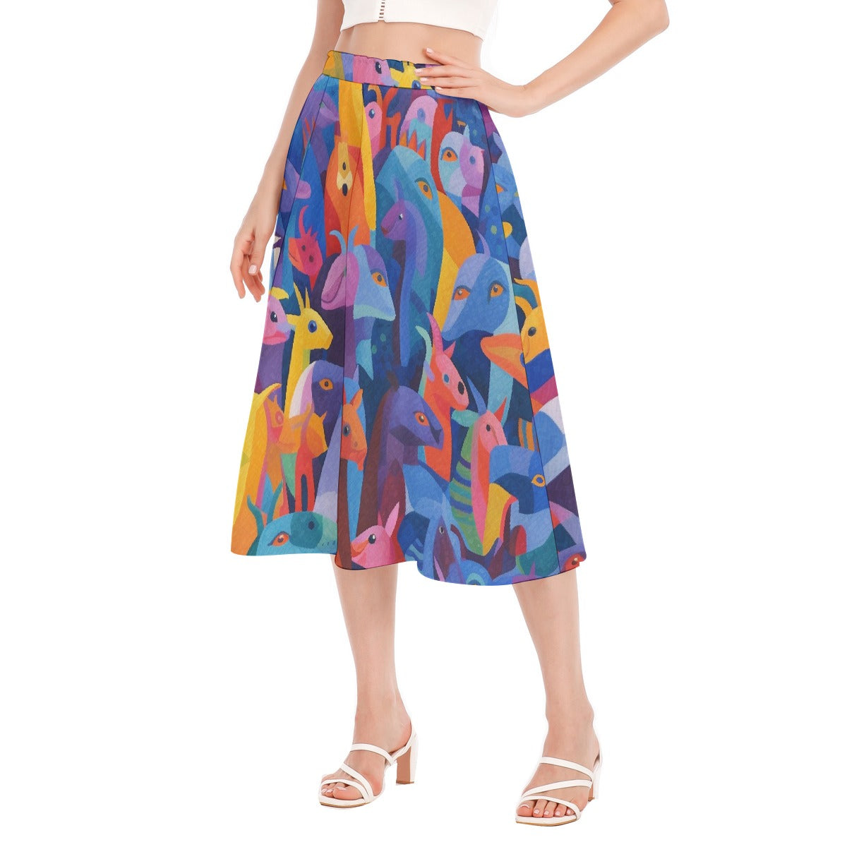 All-Over Print Women's Long Section Chiffon Skirt