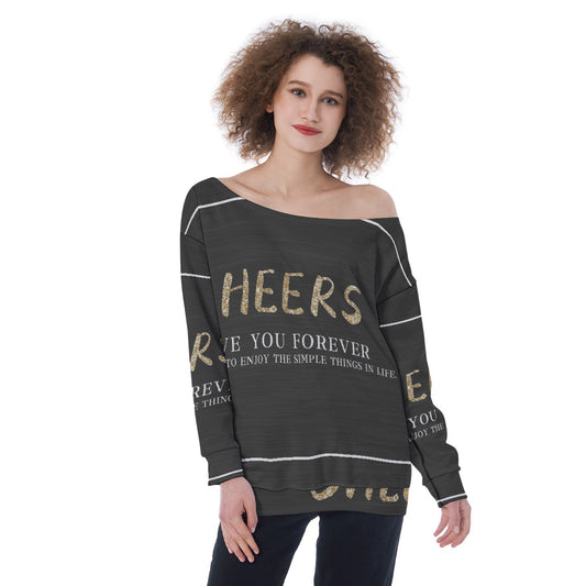 All-Over Print Oversized Women's Off-Shoulder Sweatshirt