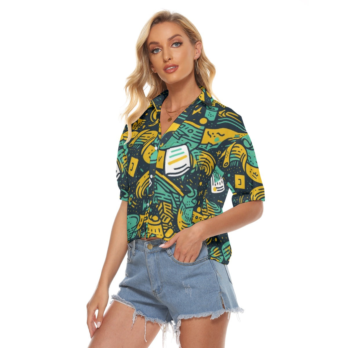 All-Over Print Women's V-neck Shirts