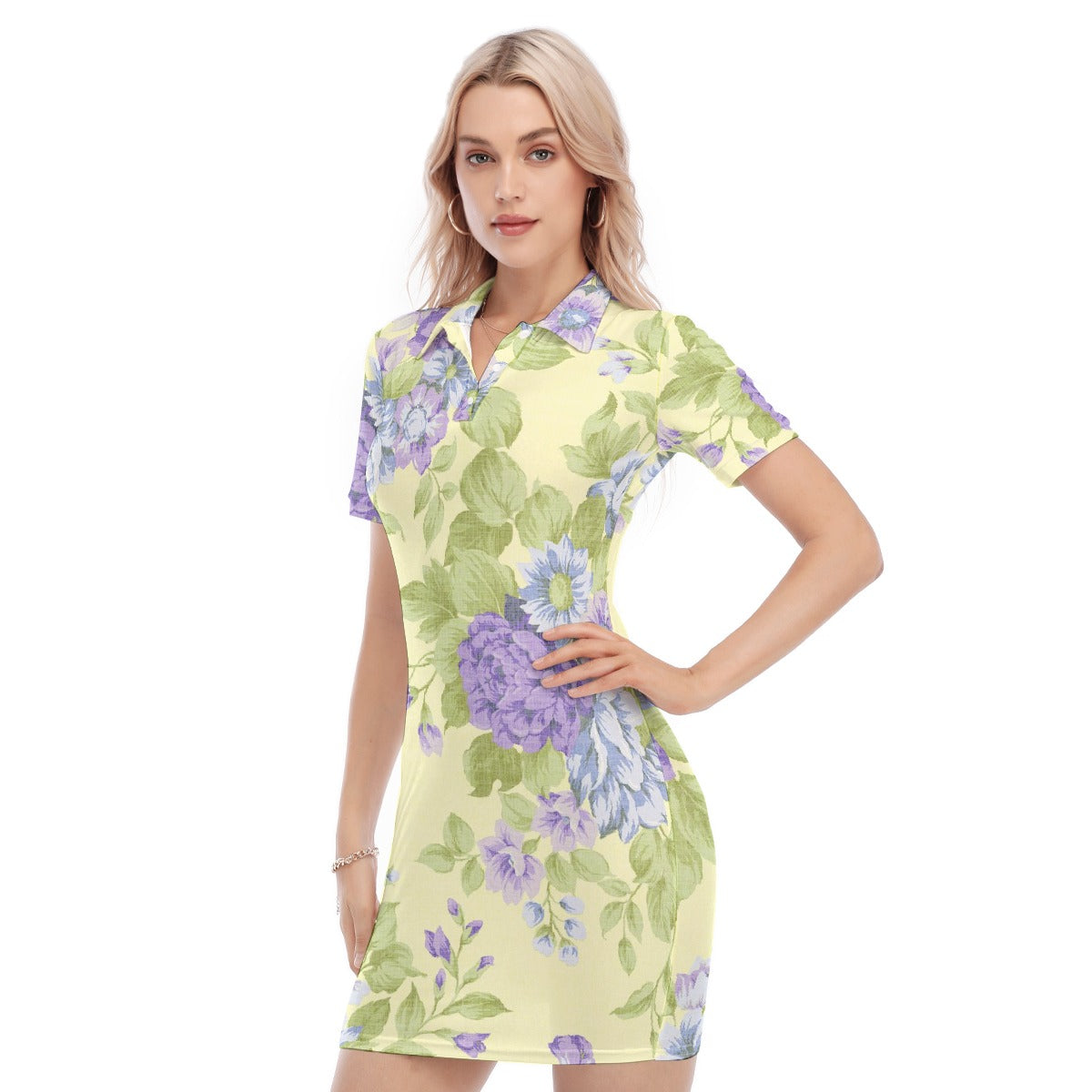 All-Over Print Women's Polo Collar Dress