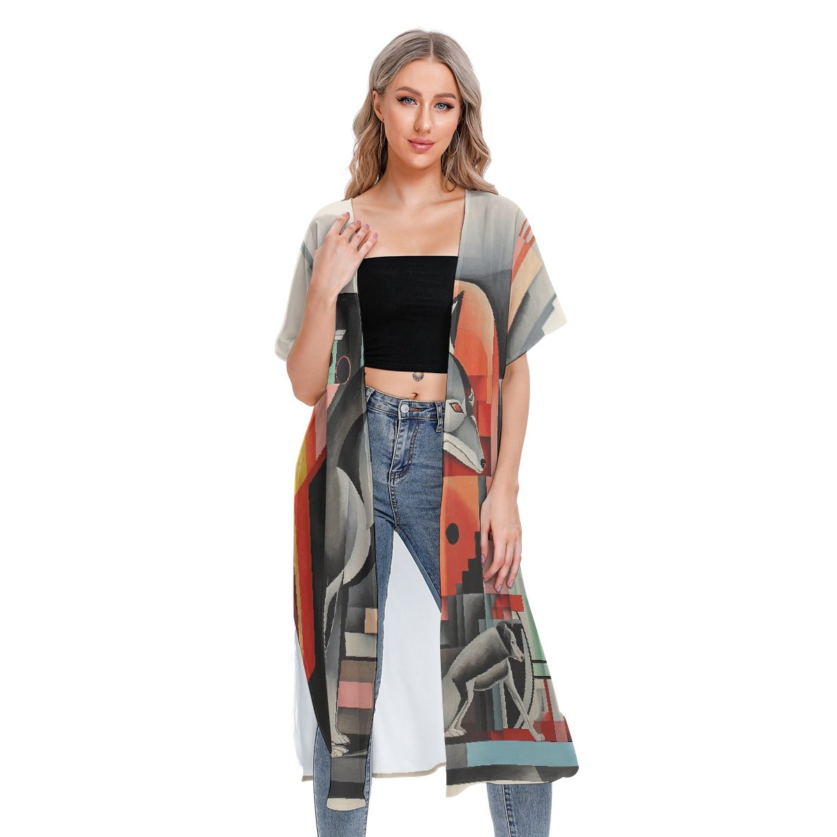 All-Over Print Women's Short Sleeve Cardigan