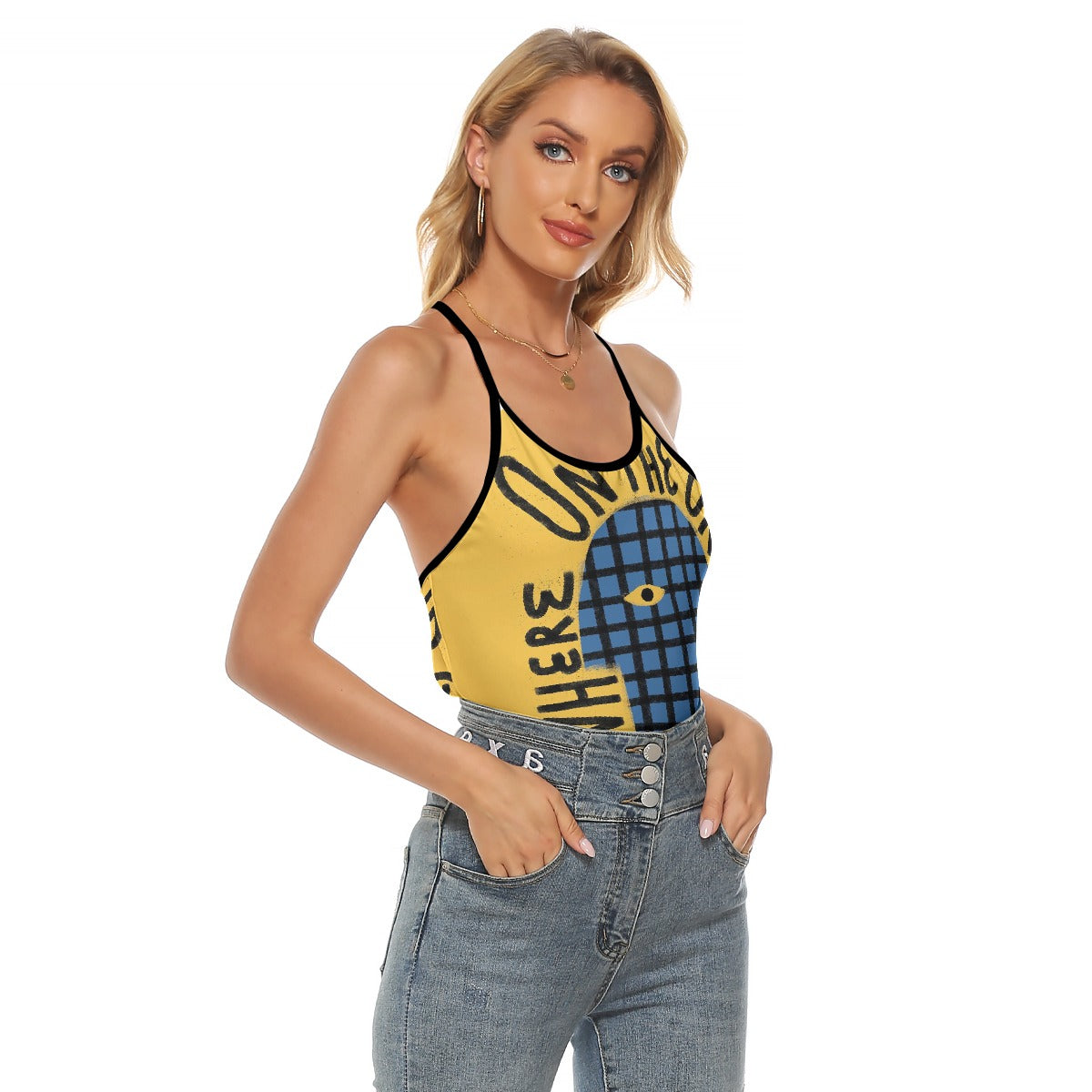 All-Over Print Women's Criss-Cross Open Back Tank Top