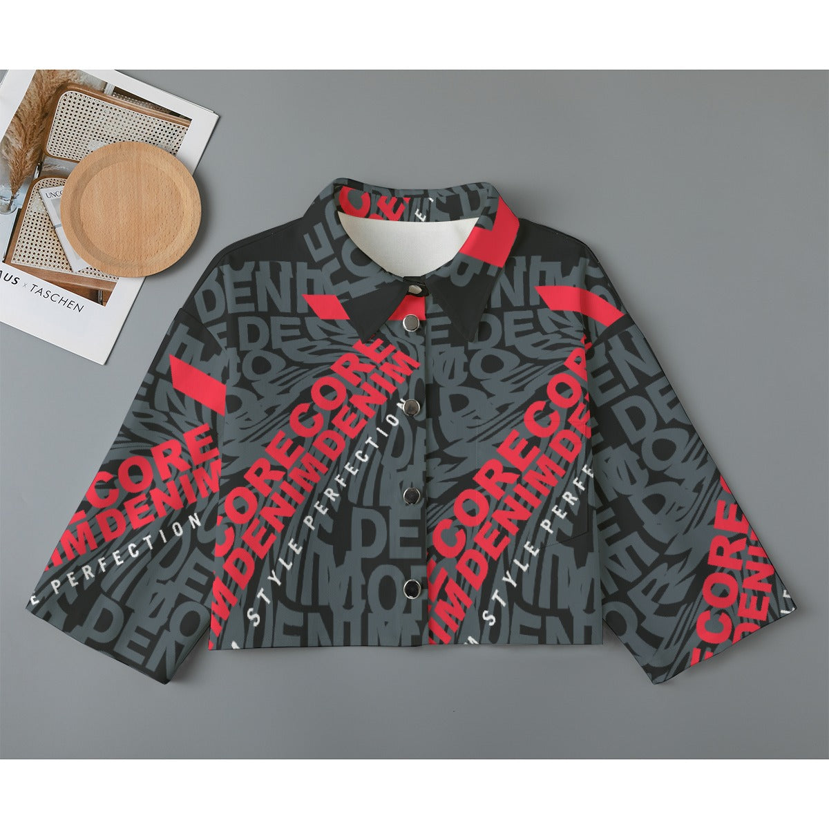 All-Over Print Women's Cropped Jacket | 245GSM Cotton